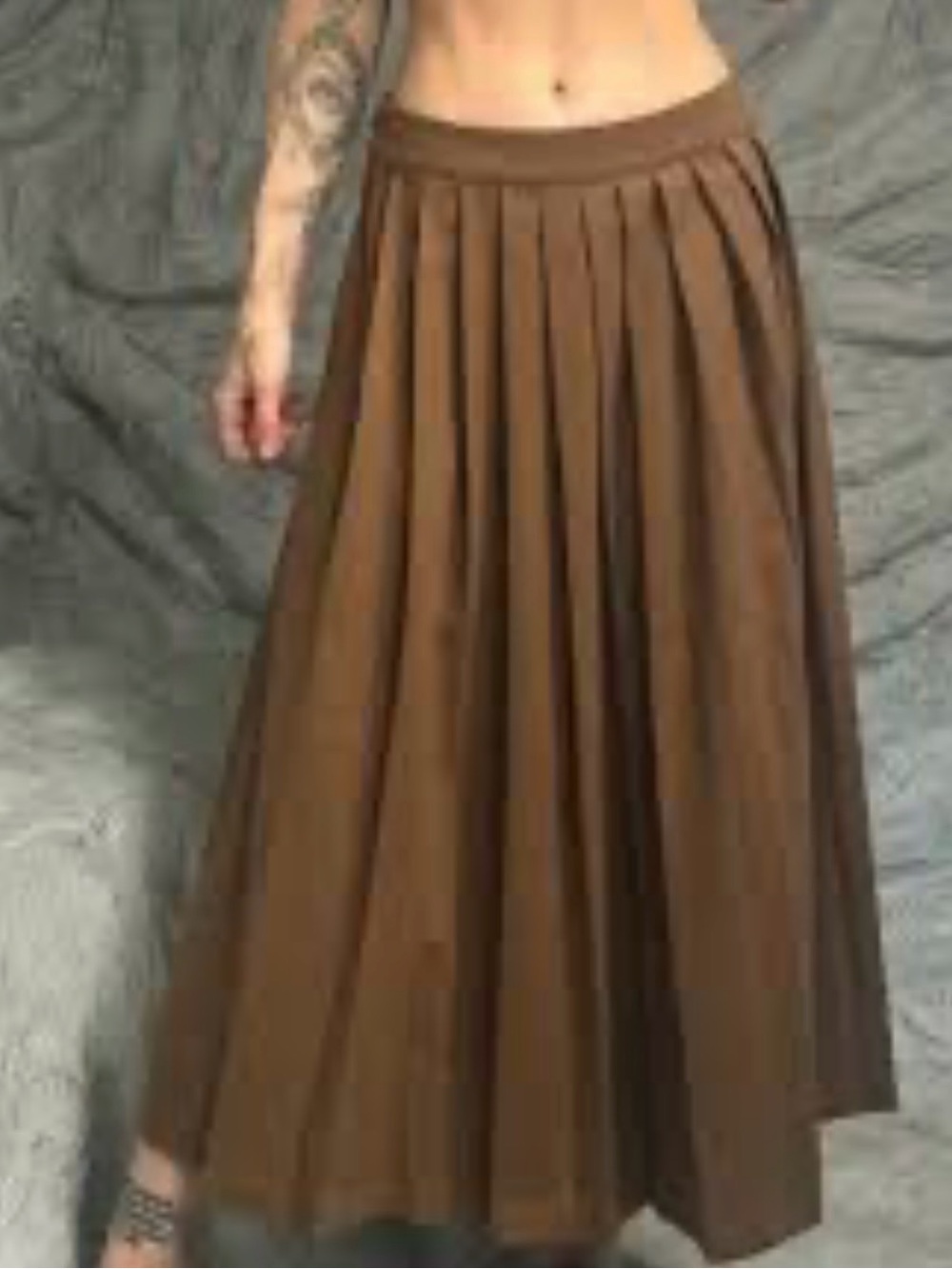 Commence Brown Pleated Maxi Skirt